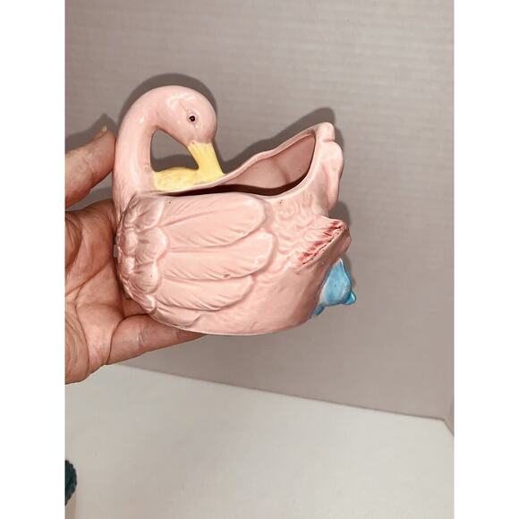 Stork Nancy Pew Giftwares Co. Japan 8207 Baby Nursery Planter Pink 2 Blue Bears - Picture 4 of 10